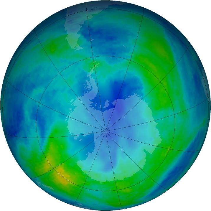 Antarctic ozone map for 25 April 1994